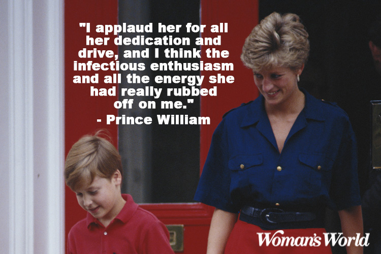 princess diana and young prince william with a quote