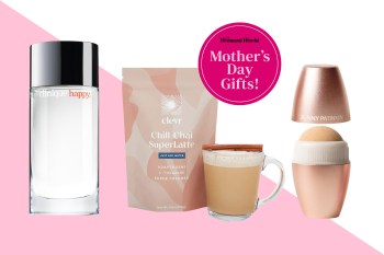 Varying gift ideas for Mother's Day on a pink and white background with text that reads 'Woman's World Mother's Day Gifts!'