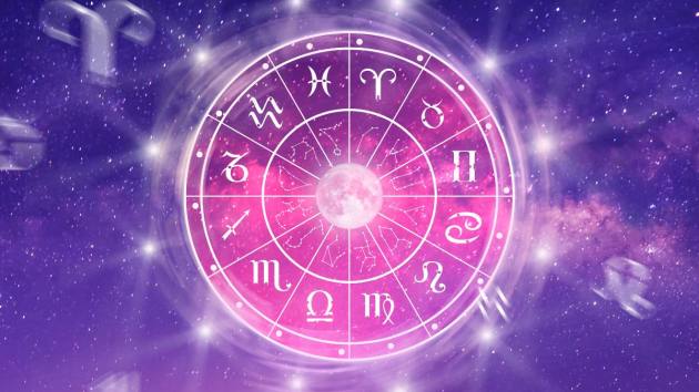 new moon in taurus 2024: Astrological zodiac signs inside of horoscope circle. Astrology, knowledge of stars in the sky over the milky way and moon. The power of the universe concept.