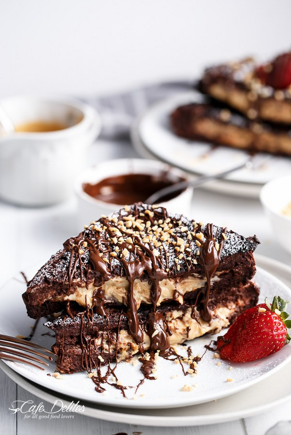 Dessert For Breakfast Peanut Butter Cheesecake Brownie French Toast