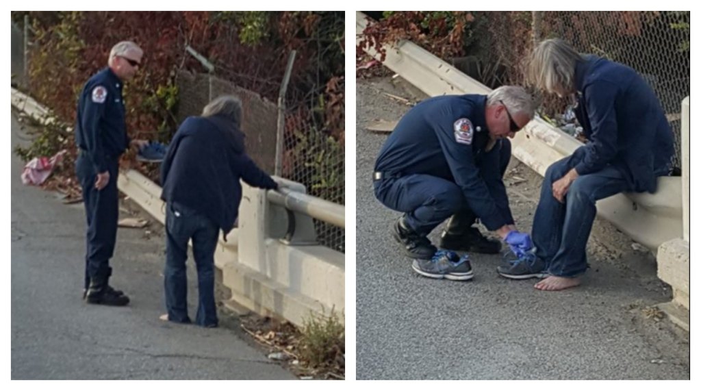 Firefighters Give Sneakers