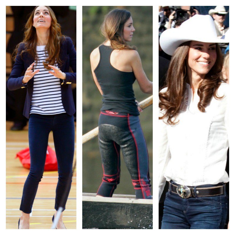 Kate Middleton Casual Outfits Jeans Stripes Sporty Western