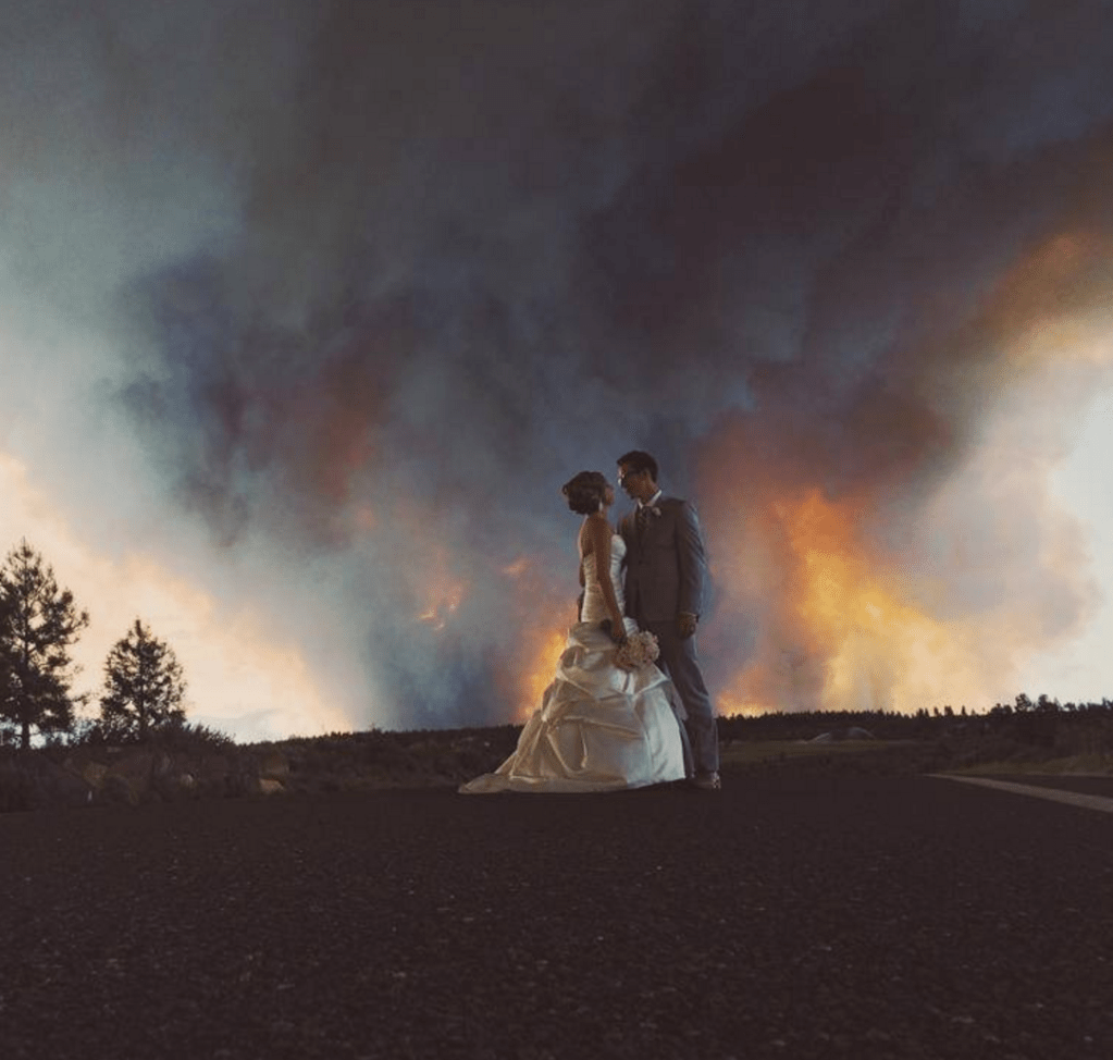 wedding photo fire