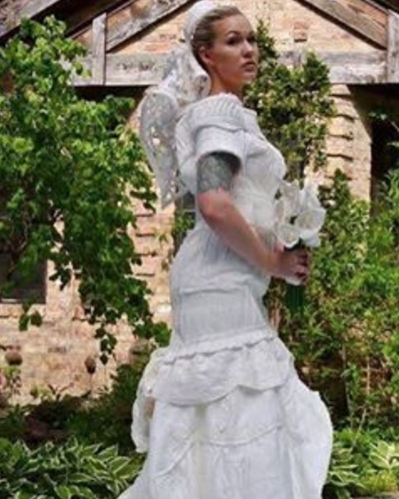 Toilet Paper Wedding Dress Cap Sleeves