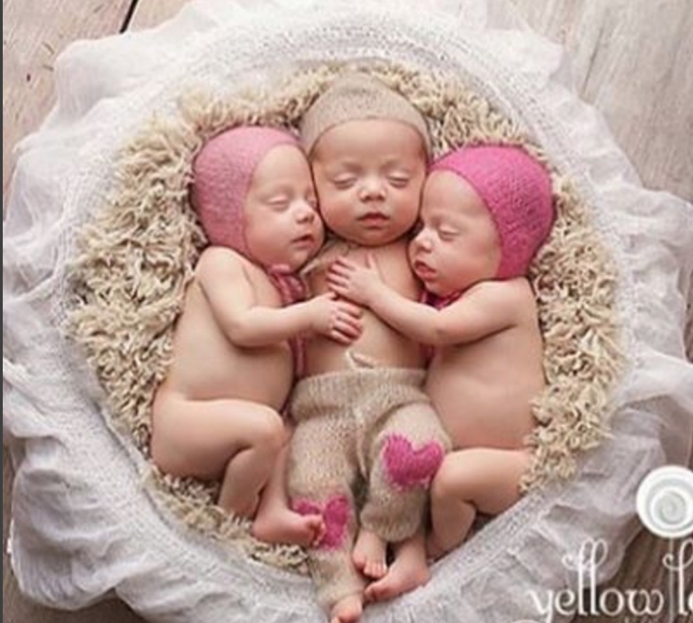 Adorable Multiples Photo Shoot Pink Hats