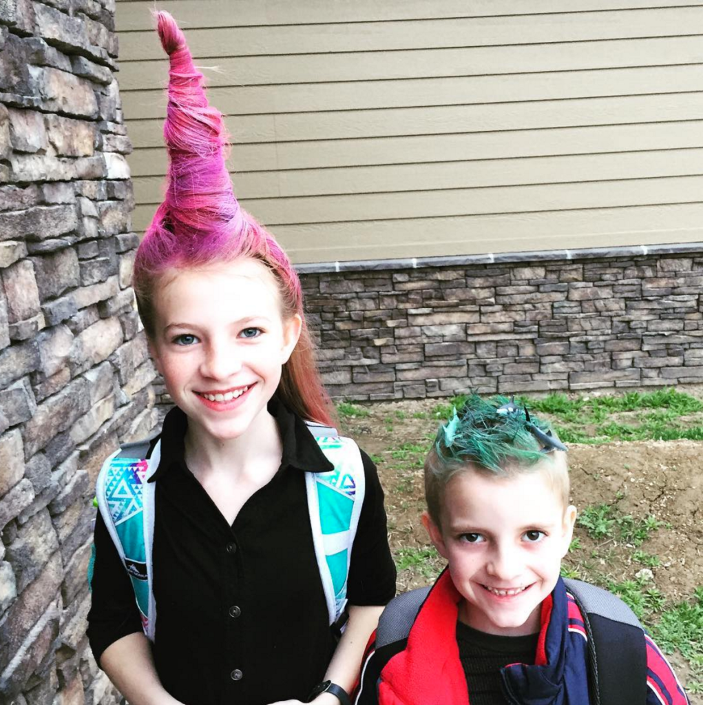 crazy hair day siblings
