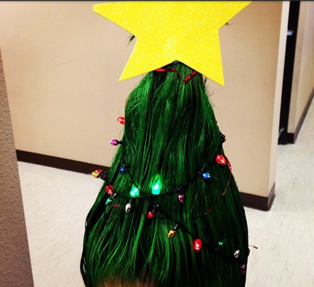 crazy hair day christmas tree