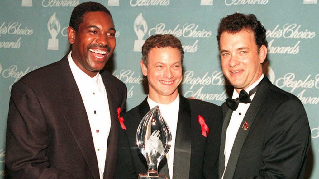 Three members of the Forrest Gump cast receiving a People's Choice Award in 1994