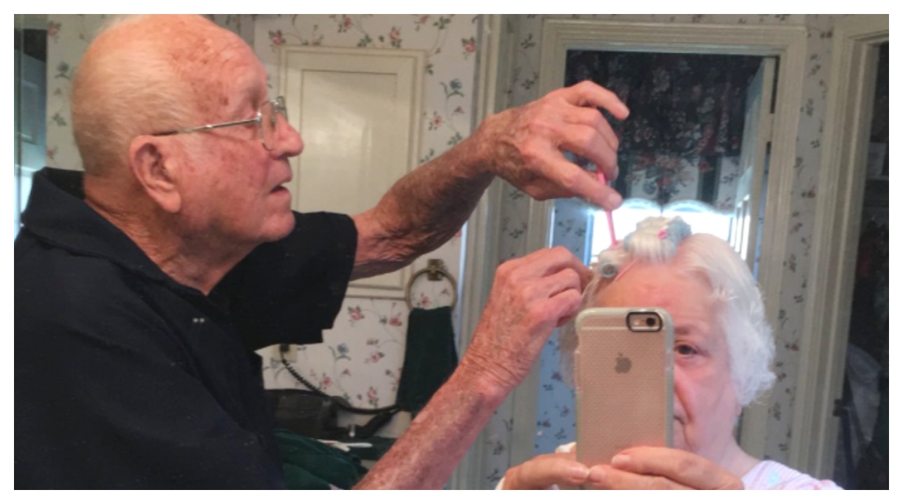 Grandpa Does His Wife's Hair For a Sweet Reason