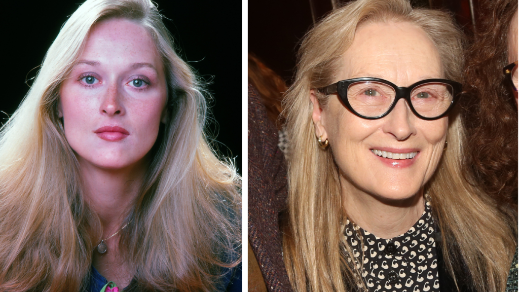 Meryl Streep in 1976 and 2023