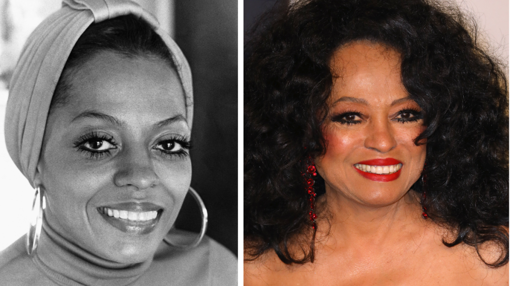 Diana Ross in 1973 and 2019