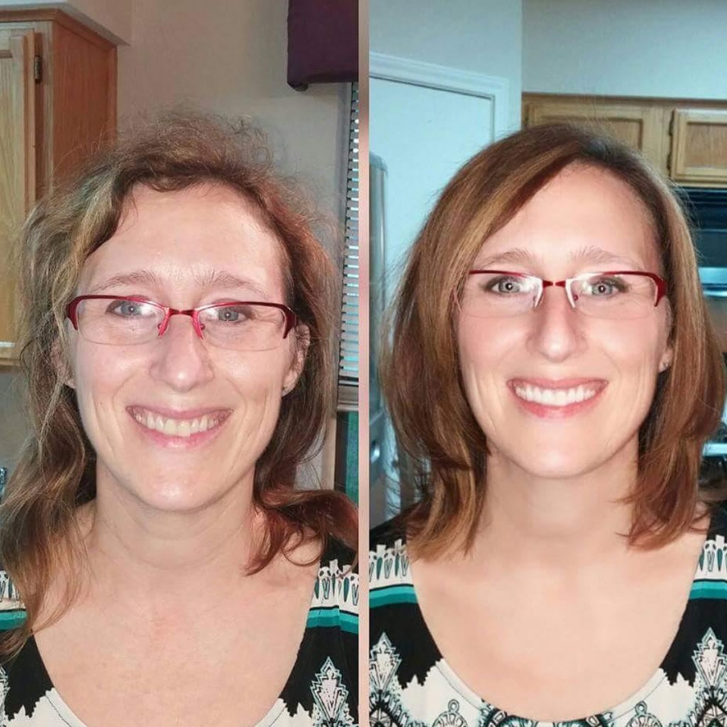 Side by side of before and after haircut
