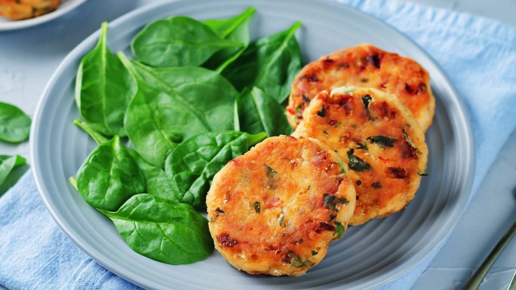 Plate of curry tuna cakes as part of a diet used by women who lost 150 lbs with no loose skin