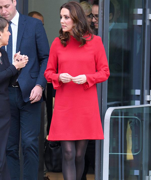 pregnant kate red dress