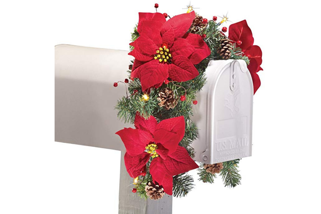 Poinsetta Mailbox Wreath