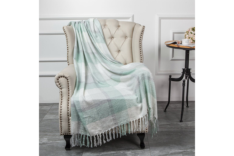 Plaid Fringe Blanket