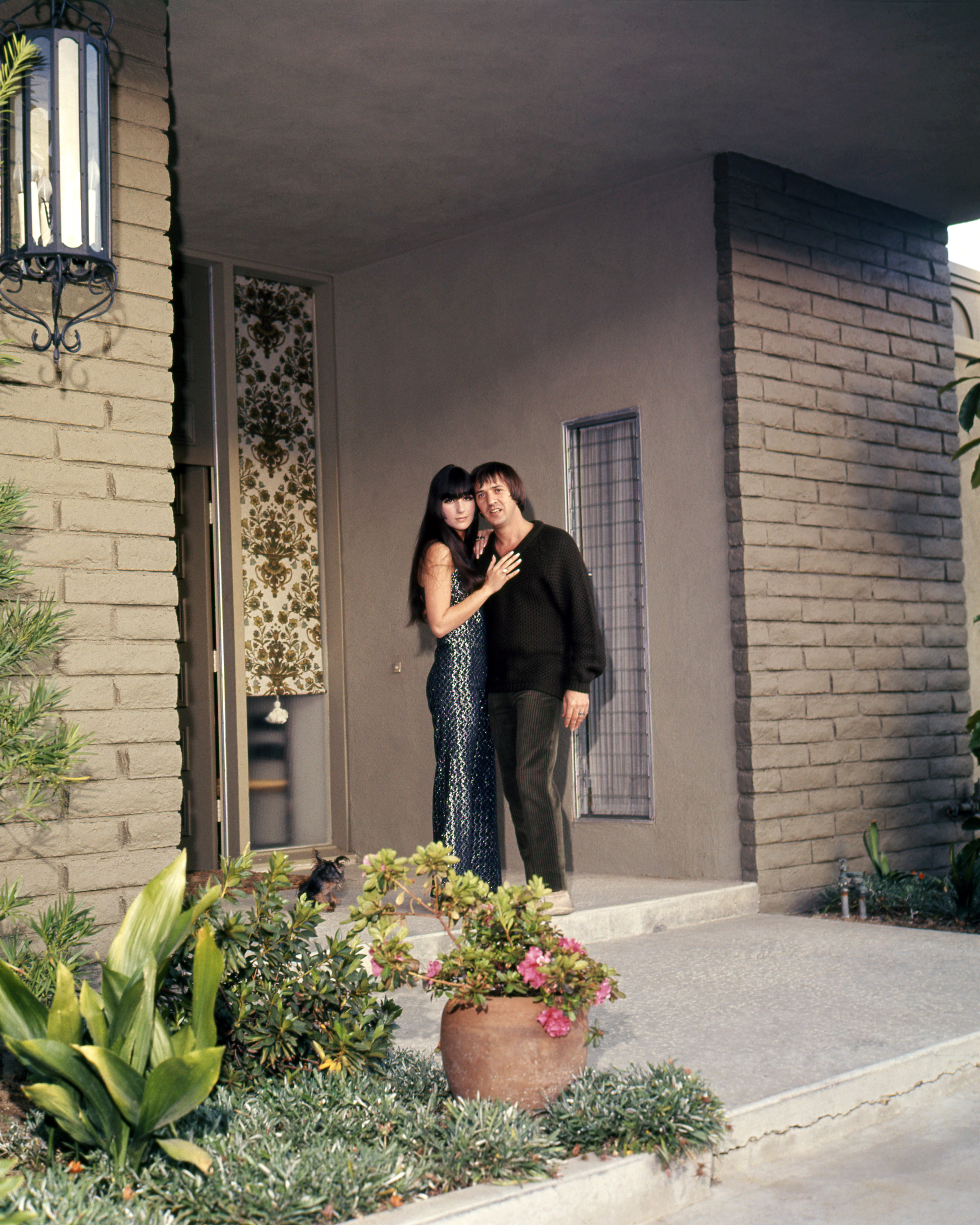 Cher and Sonny out side of their Encino, Calif home Getty Images