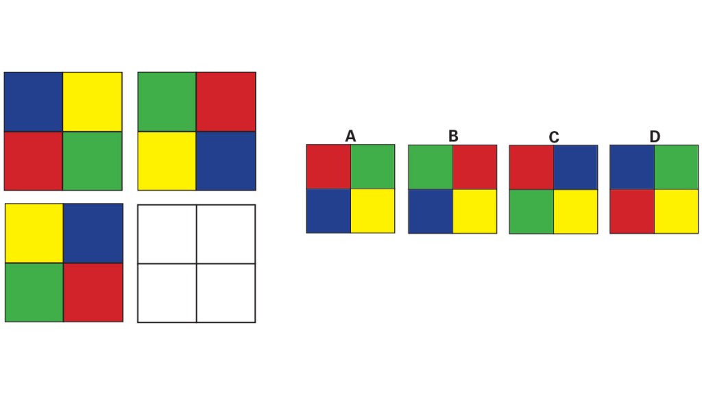 Brain teasers: Which colors come next in the sequence?