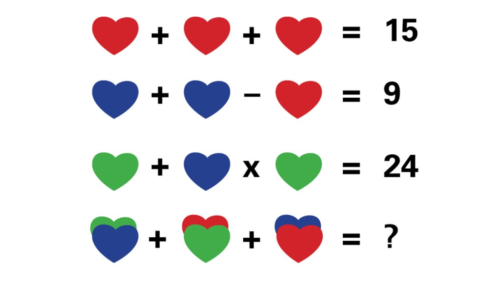Brain teasers: Math equation using hearts