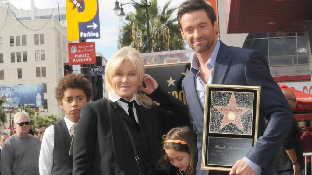 best celebrity dads: Deborra-Lee Furness, Hugh Jackman and their children Oscar and Ava in 2012.