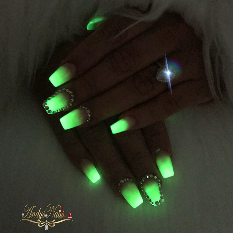 glow in the dark acrylic nail designs
