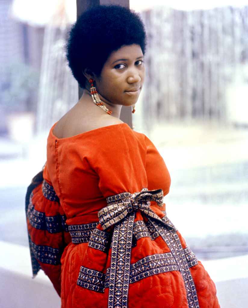 Aritha Franklin in red dress