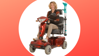 woman on a mobility scooter