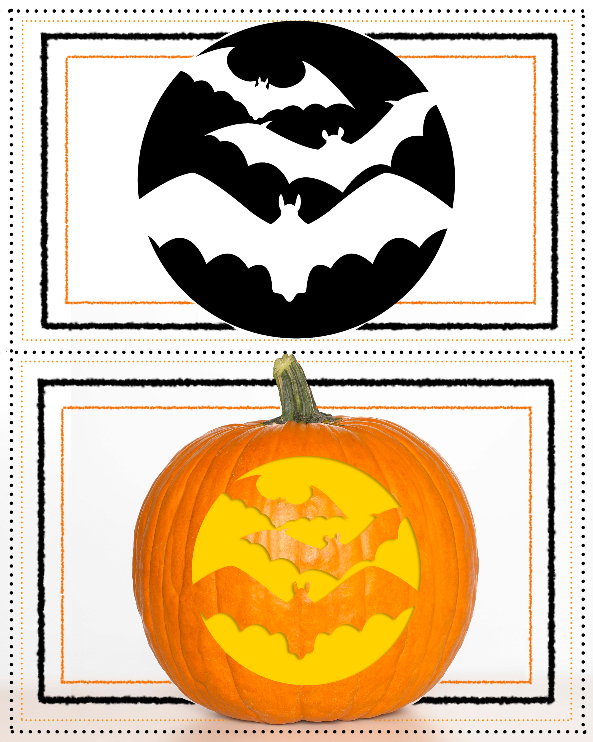 Pumpkin Stencil Bat