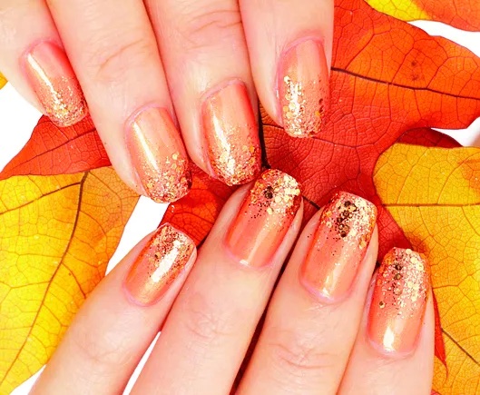 Gold shimmery sparkle nails