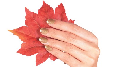 Gold chrome tips Thanksgiving nails