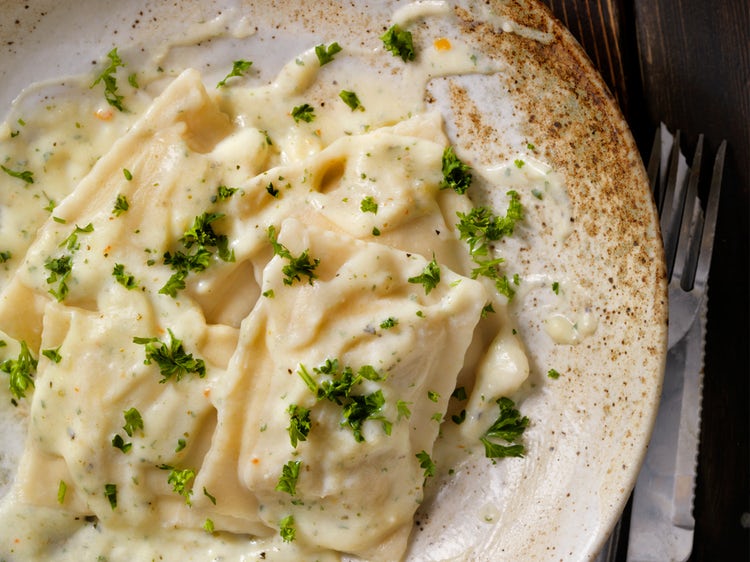 Creamy Ravioli And Spinach Bake