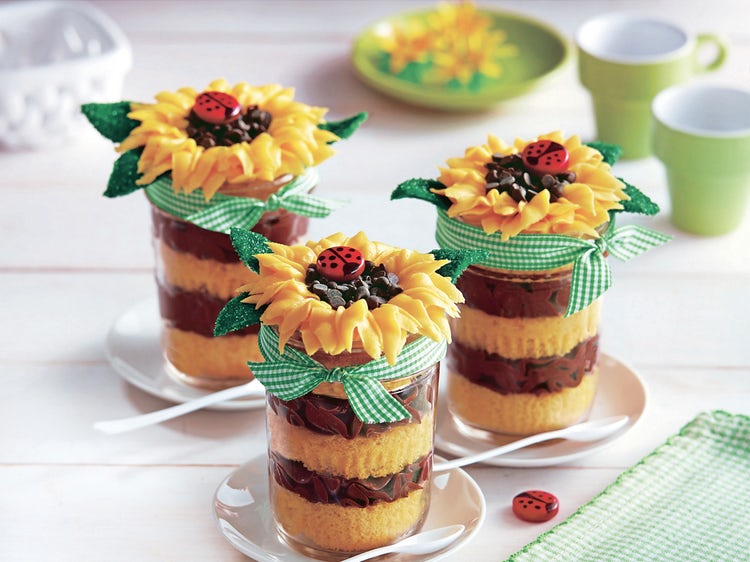 Sunflower Cupcakes In Jars