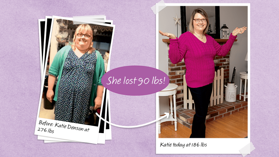Before and after photos of Katie Denson who lost 90 lbs using the Plant Paradox diet plan