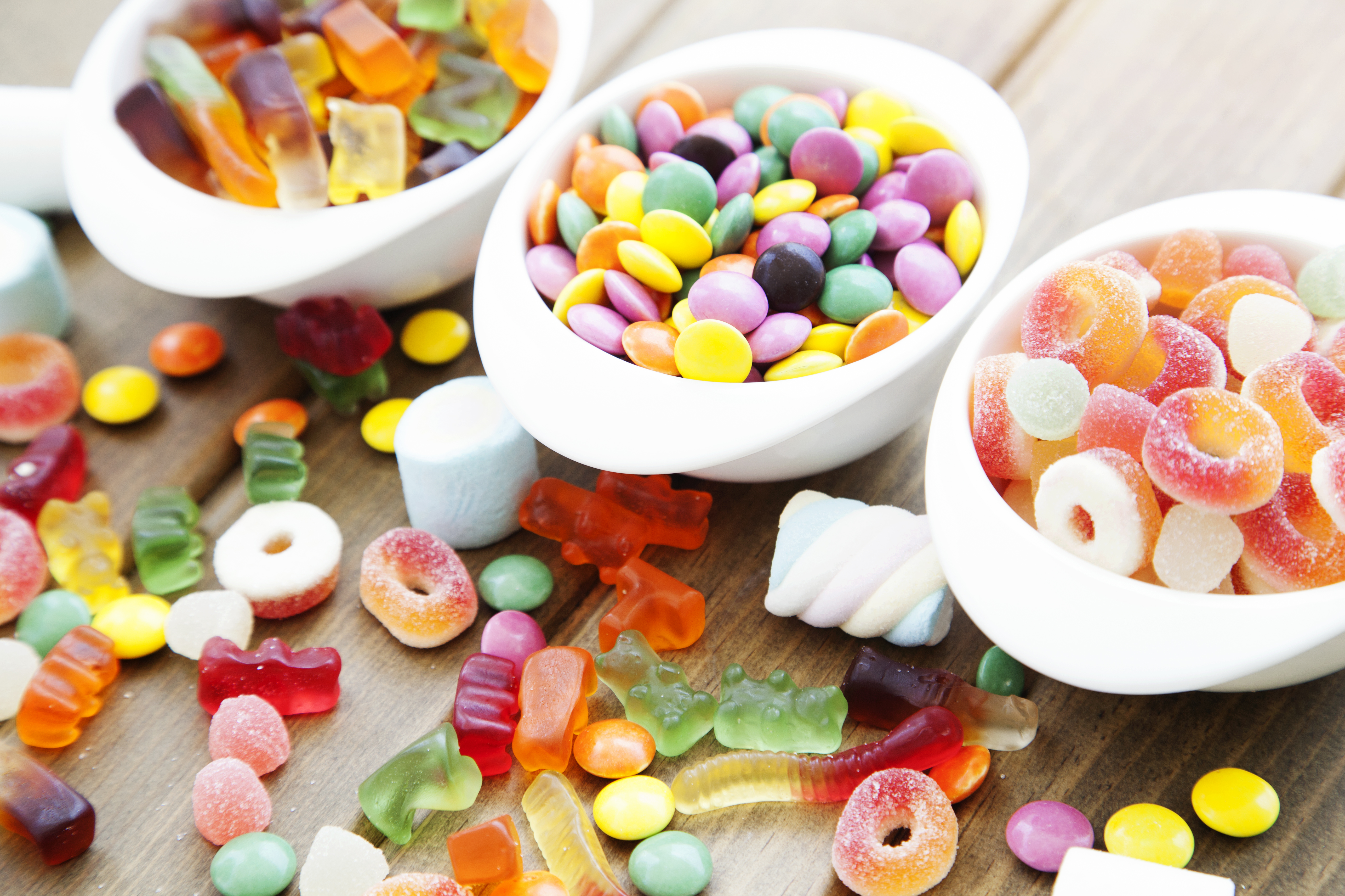 bowls of different candy