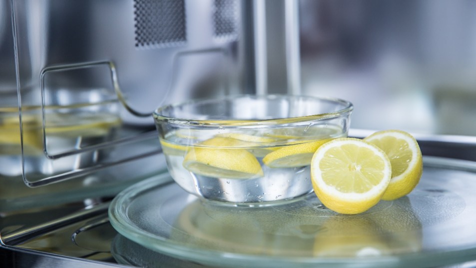 Microwave cleaning hack with lemon and water