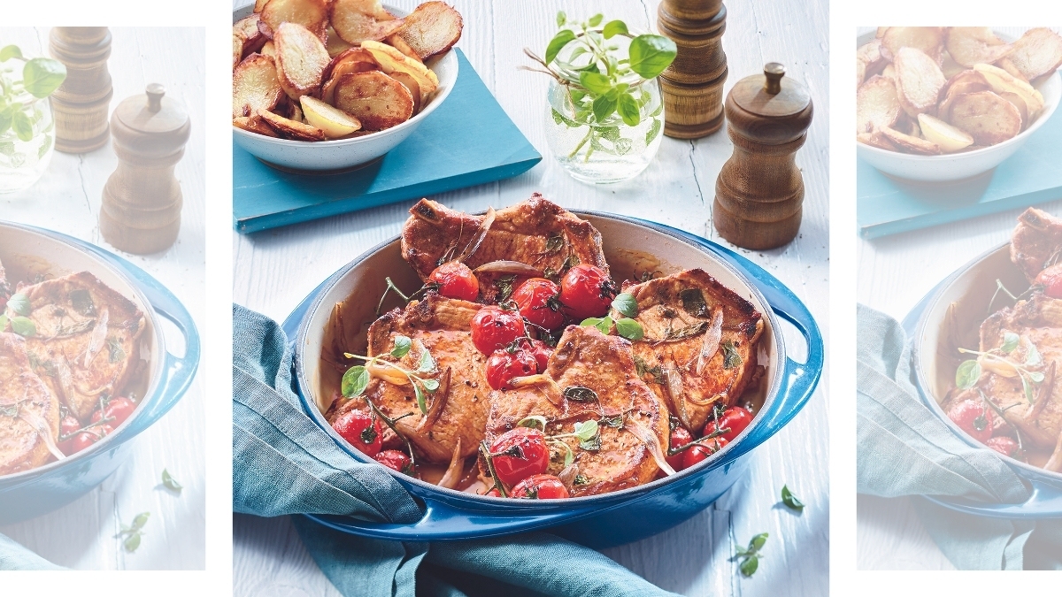 Skillet Pork Chops with Tomatoes recipe