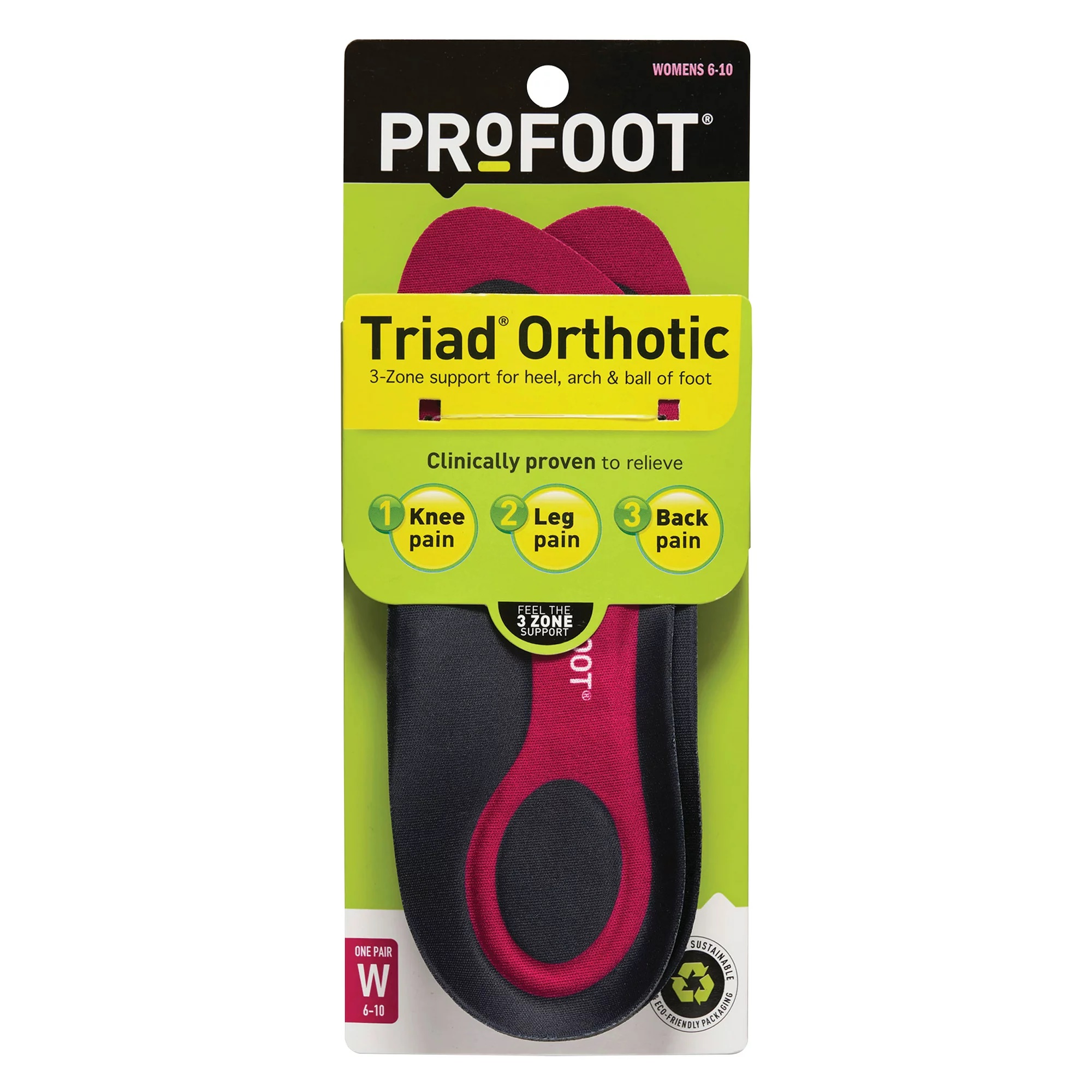 PROFOOT Triad Orthotic Insoles for Knee, Leg & Back Pain
