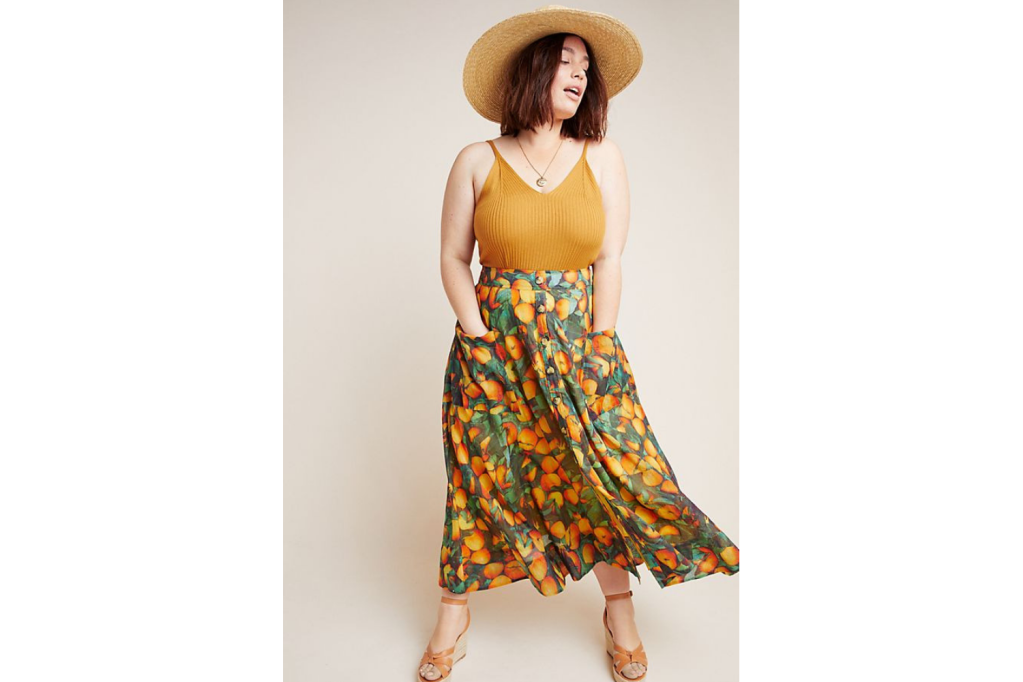 Orange Plus Size Skirt Anthropologie