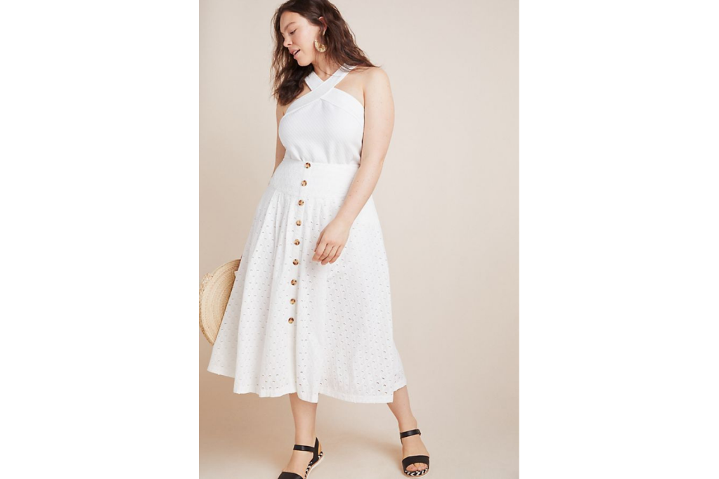 Plus Size Skirt White Button Anthropologie