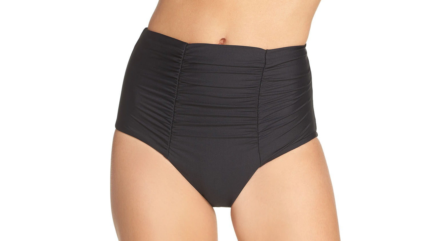 Forthery-Women Ultra High Waisted Bikini Bottom 50s Ruched Boyleg Tankini Swimsuit Bottom 