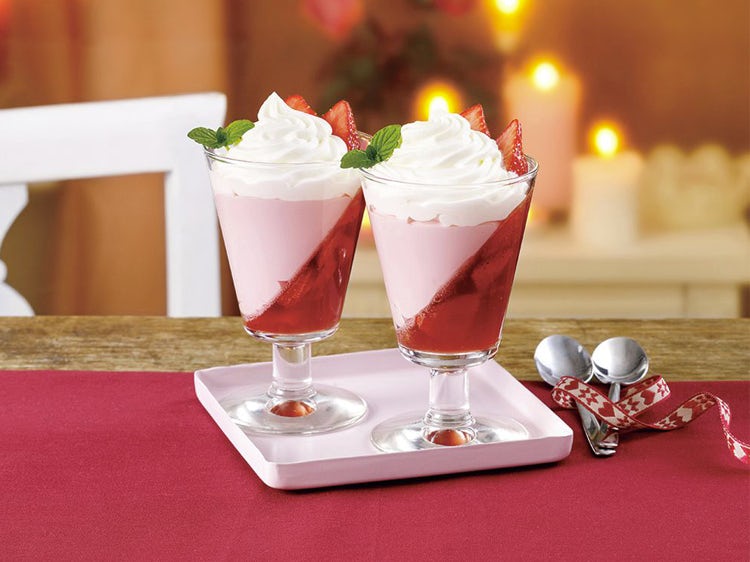Layered Strawberries And Cream Parfaits