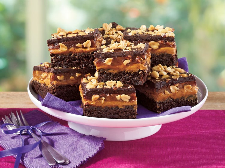 Layered Peanut Butter Caramel Brownies