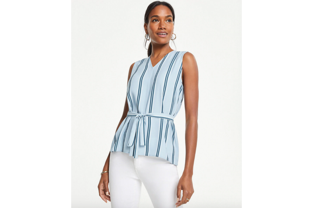 Ann Taylor Striped Tie-Waist Top