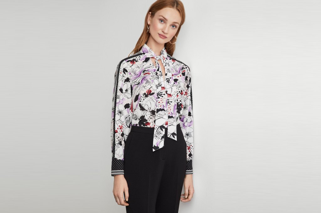 Bcbg Mixed Print Blouse