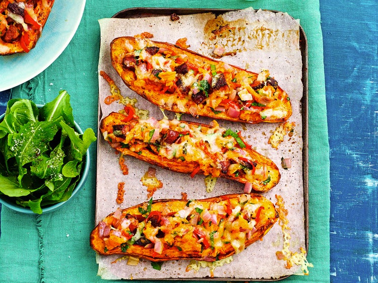 Chorizo Filled Kumara Sweet Potatoes