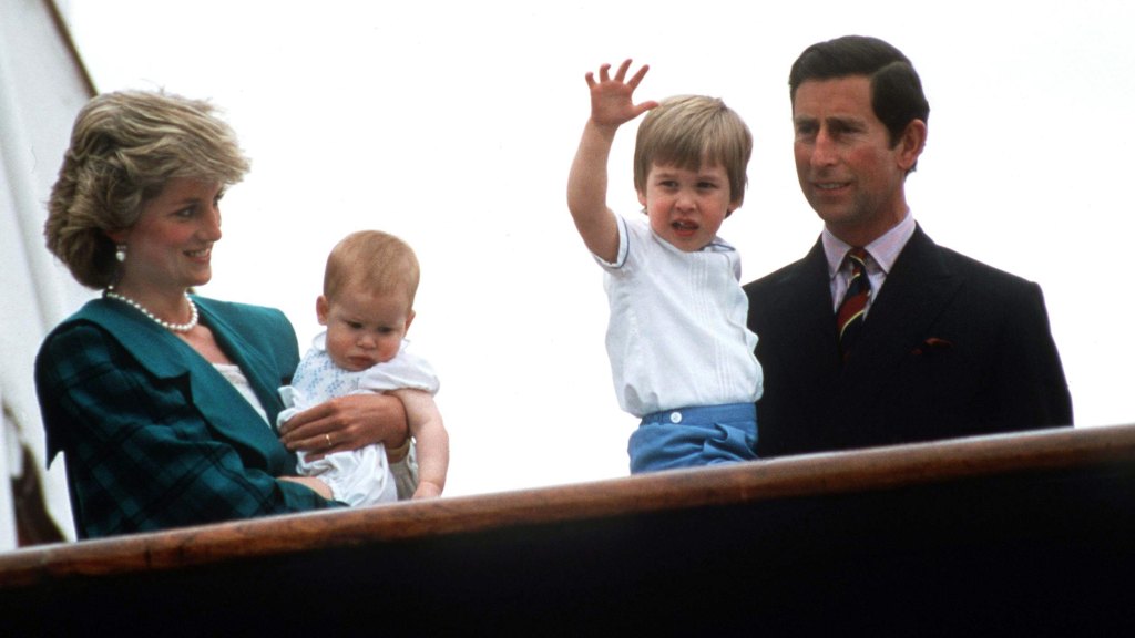 Prince Harry as an infant with Princess Diana, Prince William, and Prince Charles