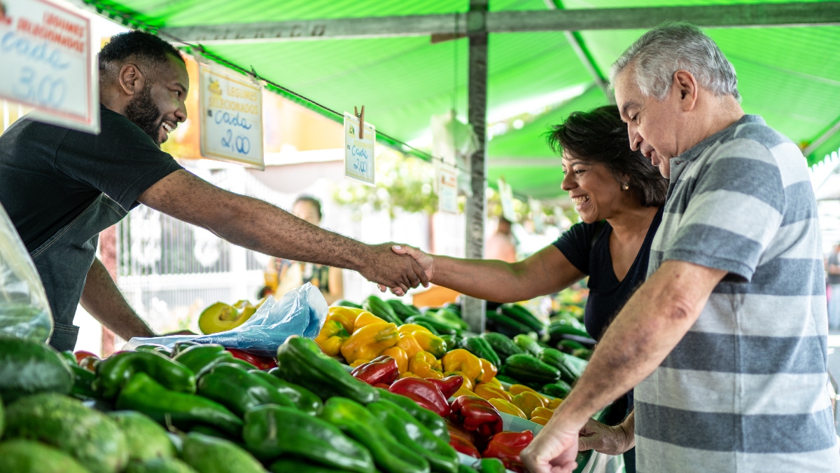 People at a farmers market