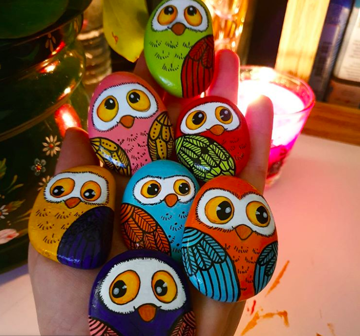Painted Rock Yogis Owl