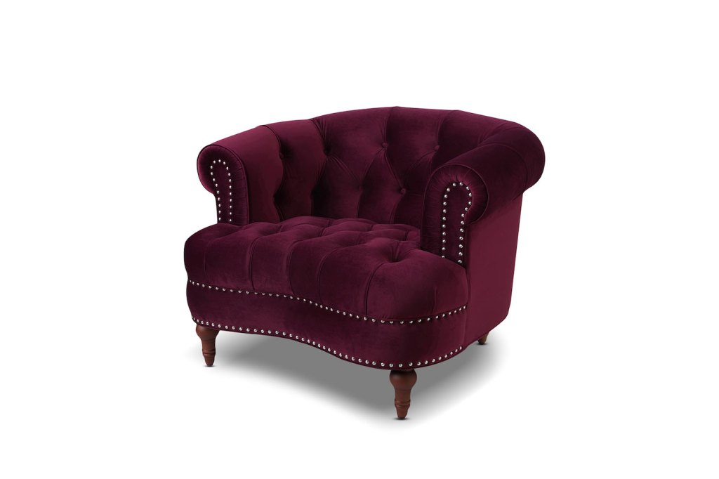 burgandy velvet tufted chair