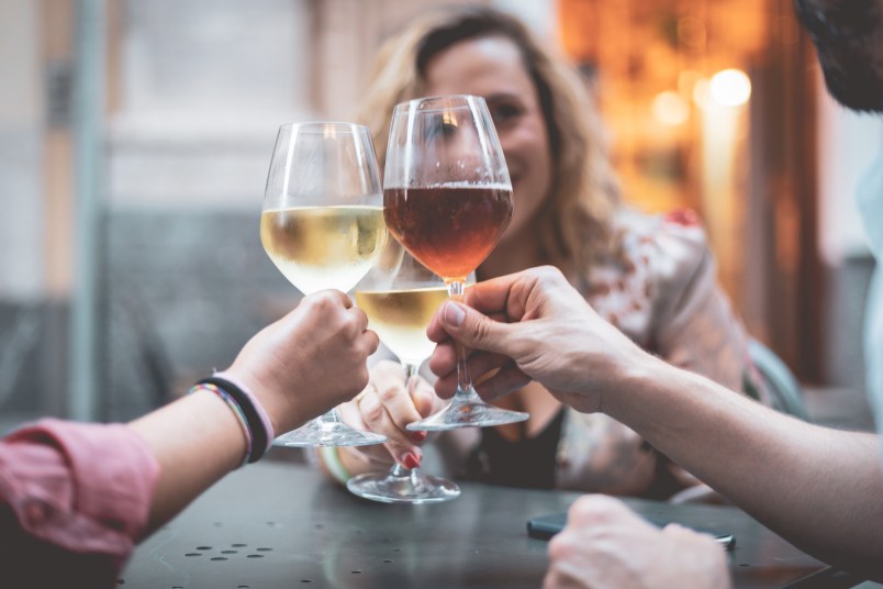 women toasting with wine